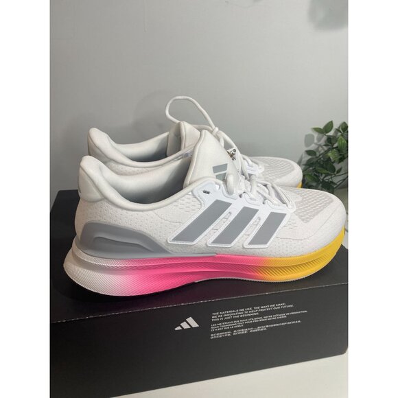 Adidas Ultrarun 5 Running Shoes White/Pink/Yellow US 11.5 Mens Lightweight - Picture 6 of 16